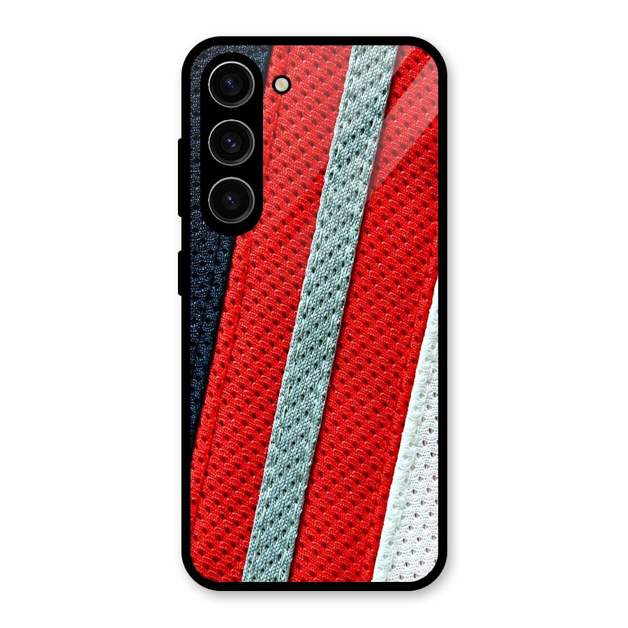 Black Red Grey Stripes Glass Back Case for Galaxy S23