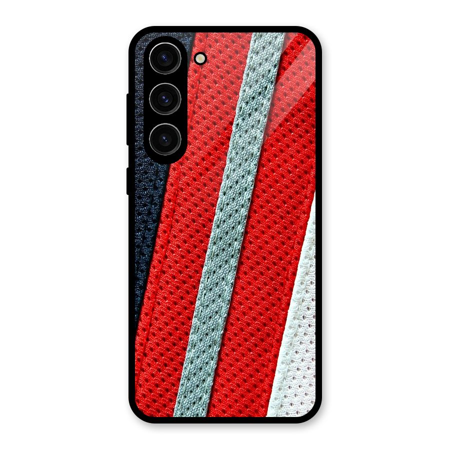 Black Red Grey Stripes Glass Back Case for Galaxy S23 Plus