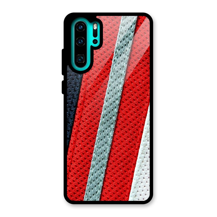 Black Red Grey Stripes Glass Back Case for Huawei P30 Pro
