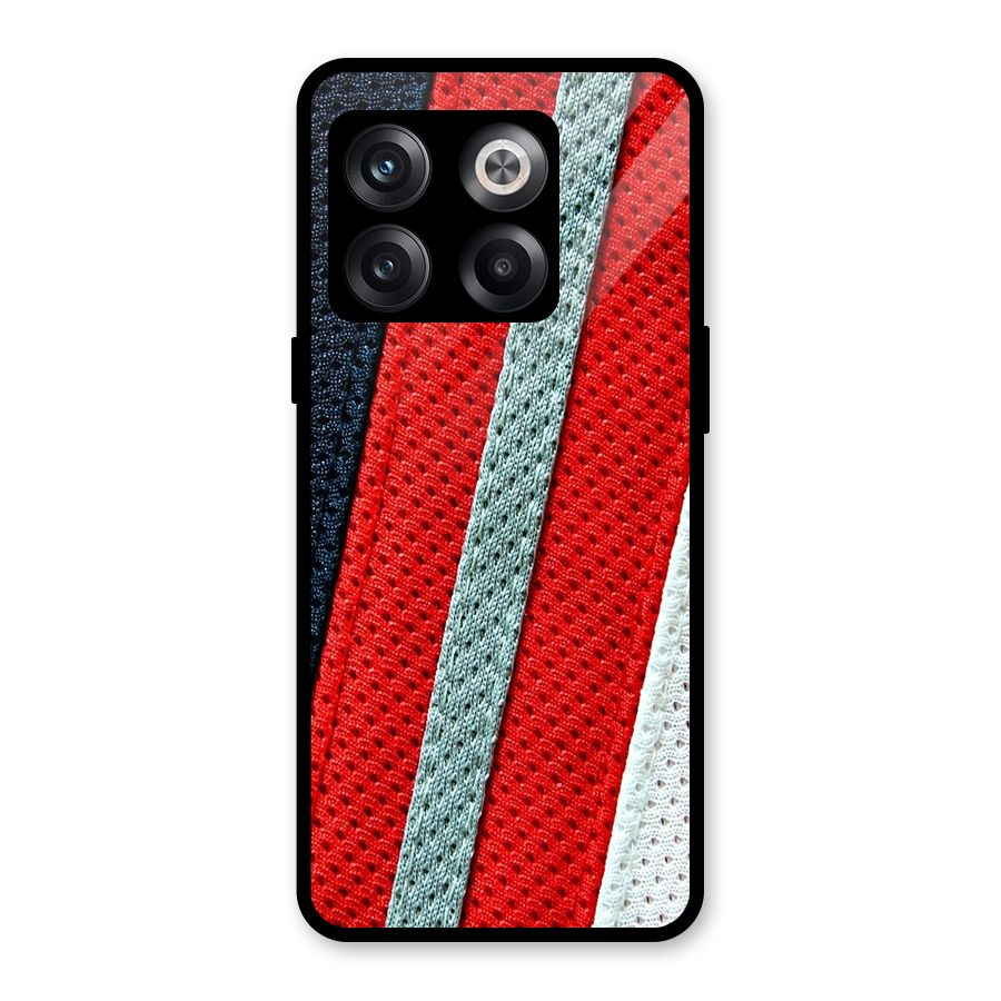 Black Red Grey Stripes Glass Back Case for OnePlus 10T