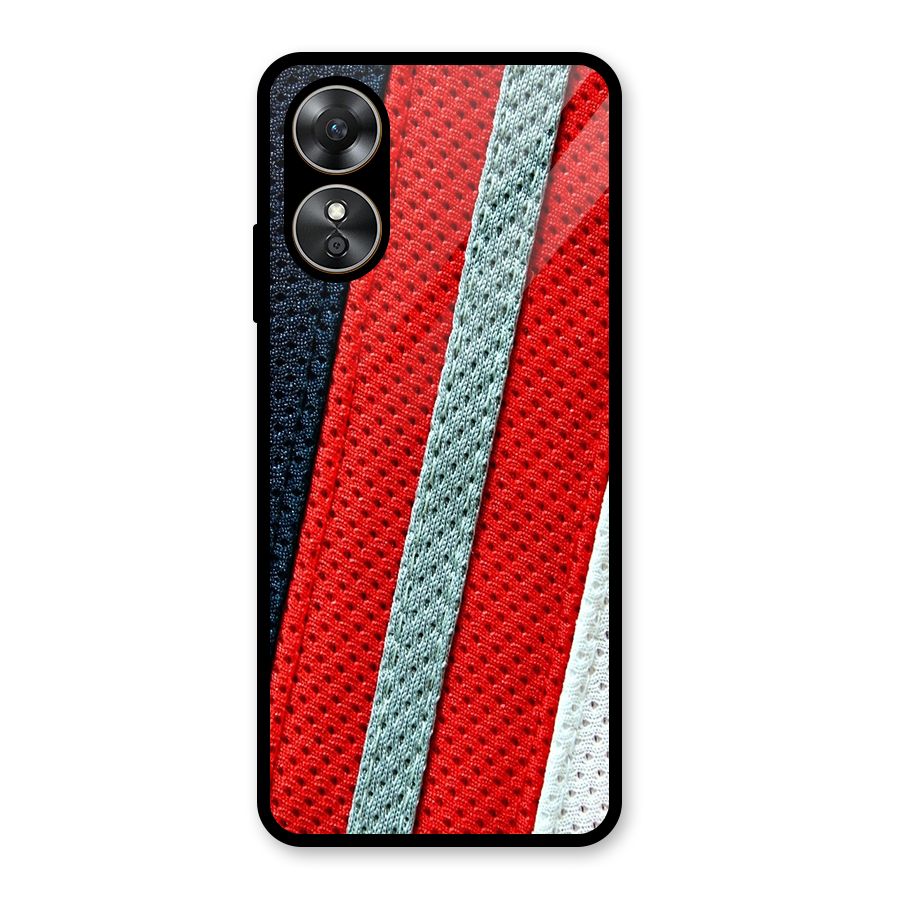 Black Red Grey Stripes Glass Back Case for Oppo A17