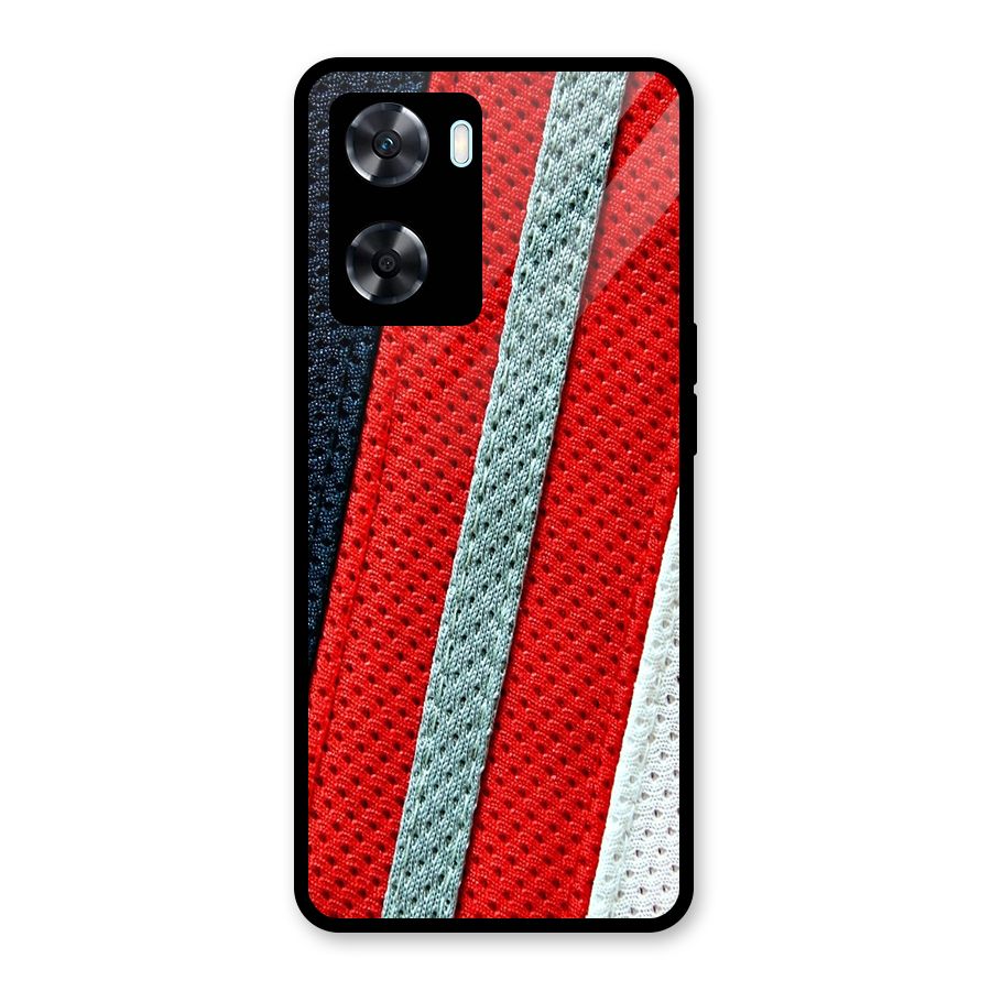 Black Red Grey Stripes Glass Back Case for Oppo A77