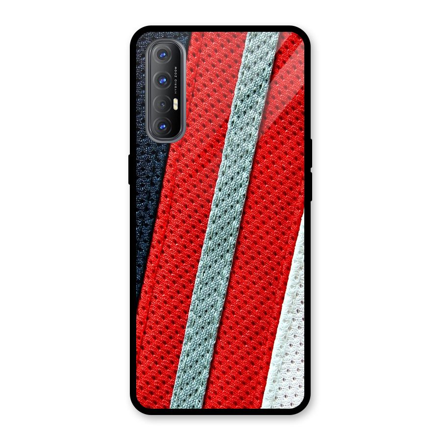 Black Red Grey Stripes Glass Back Case for Oppo Reno3 Pro