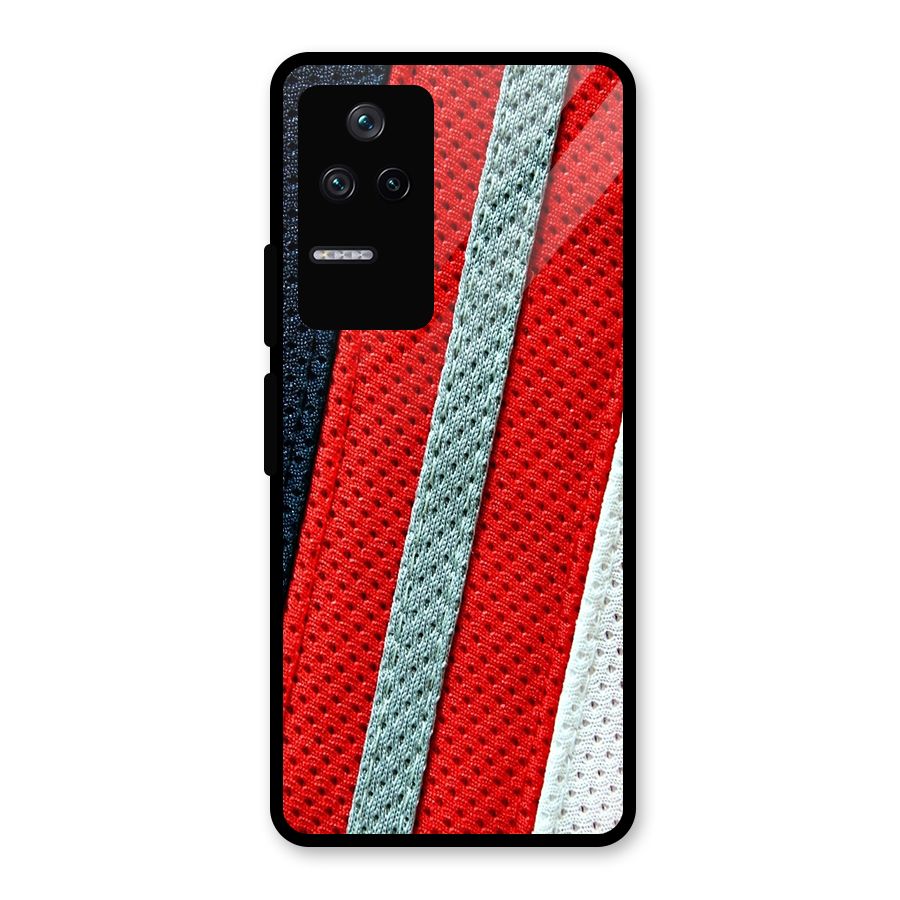 Black Red Grey Stripes Glass Back Case for Poco F4 5G
