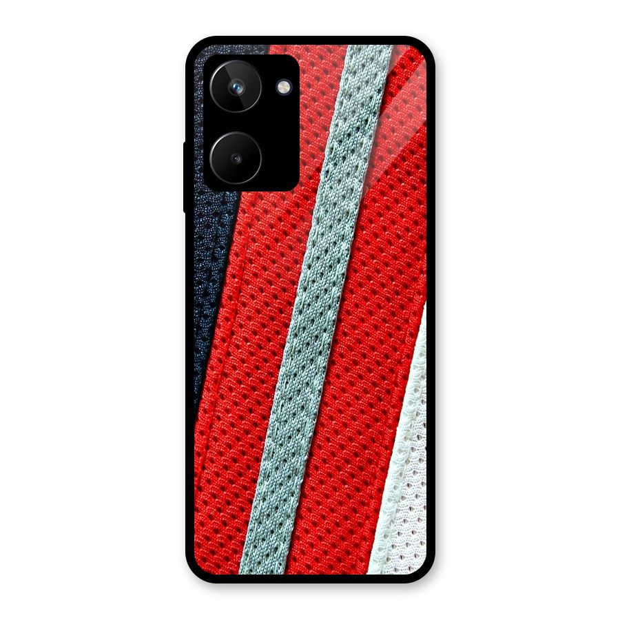 Black Red Grey Stripes Glass Back Case for Realme 10