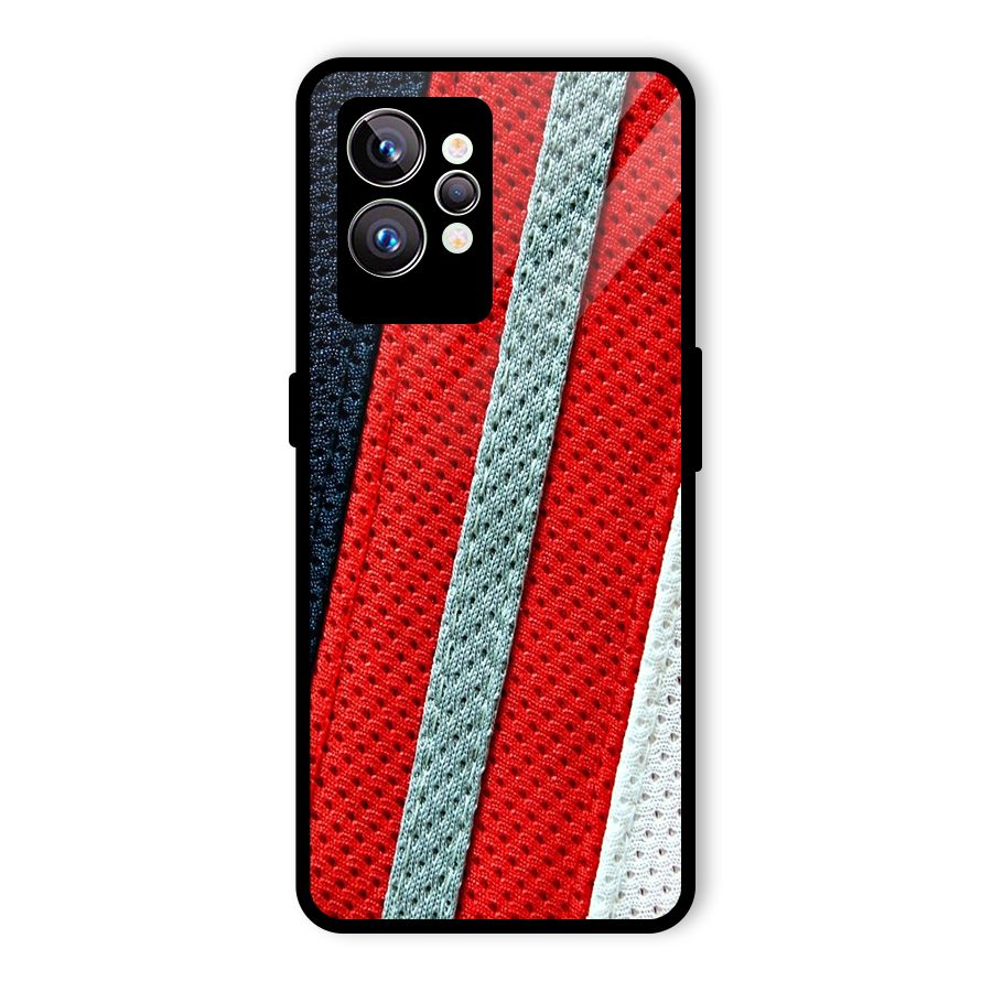 Black Red Grey Stripes Glass Back Case for Realme GT2 Pro