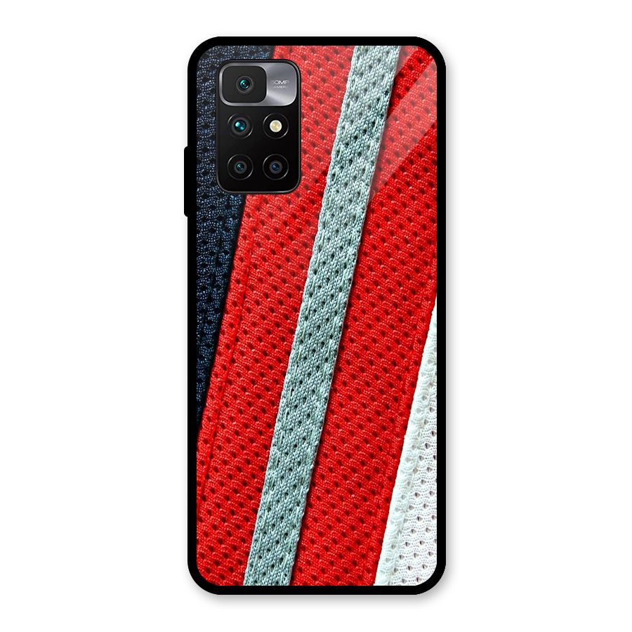 Black Red Grey Stripes Glass Back Case for Redmi 10 Prime
