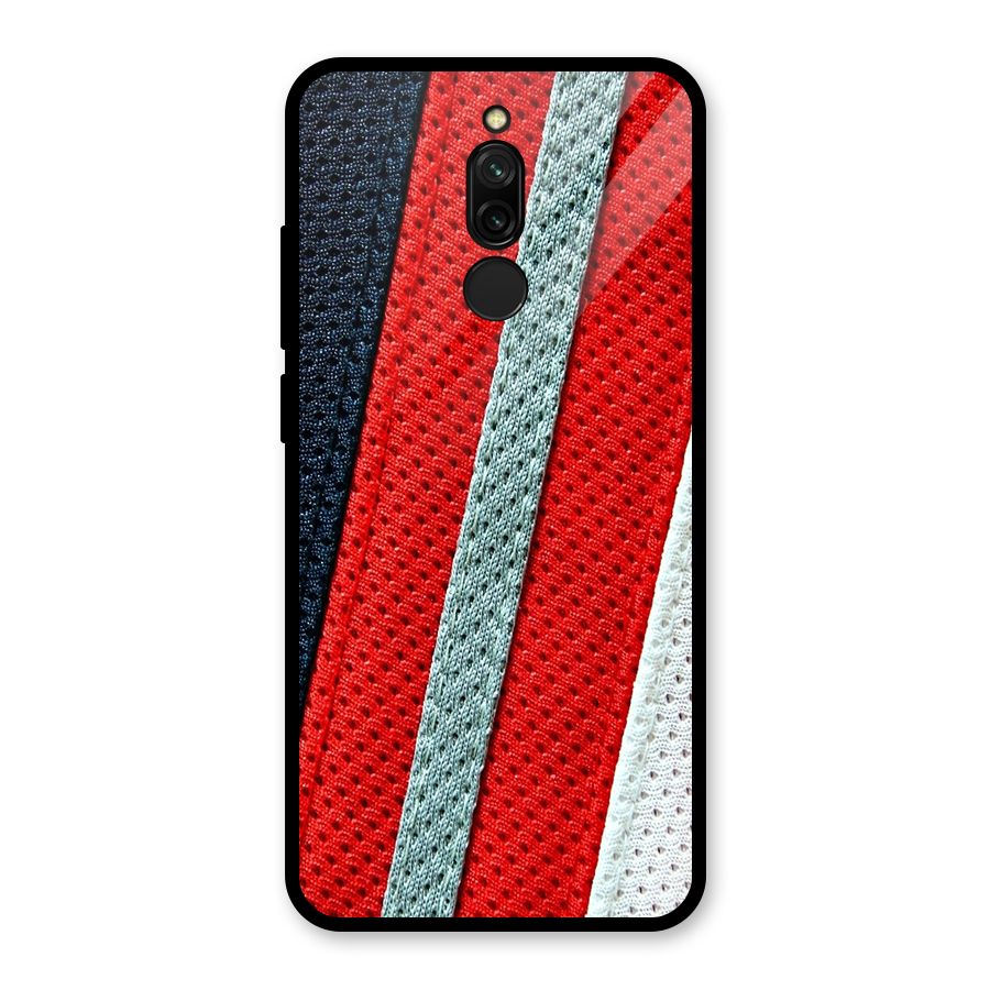 Black Red Grey Stripes Glass Back Case for Redmi 8