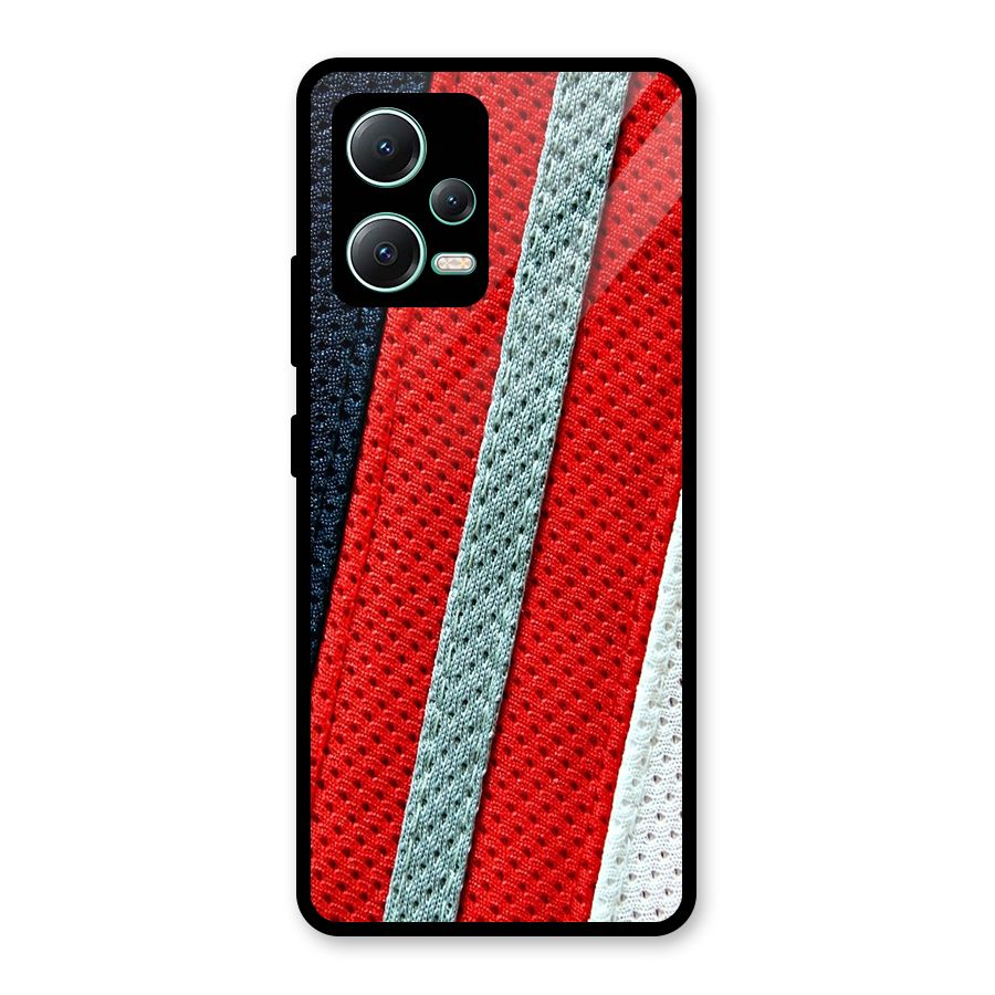 Black Red Grey Stripes Glass Back Case for Redmi Note 12 5G