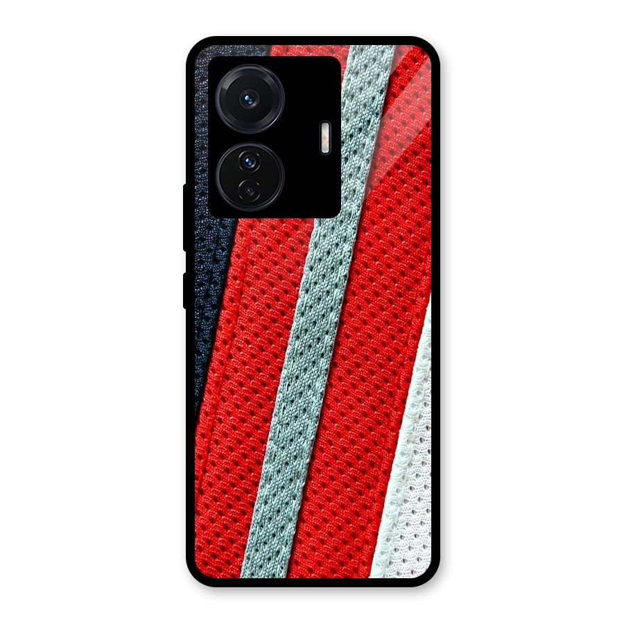 Black Red Grey Stripes Glass Back Case for Vivo T1 Pro
