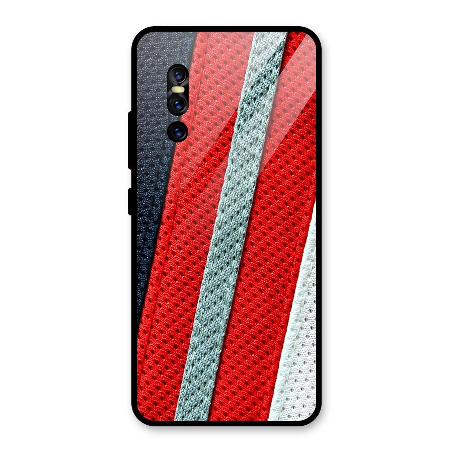 Black Red Grey Stripes Glass Back Case for Vivo V15 Pro