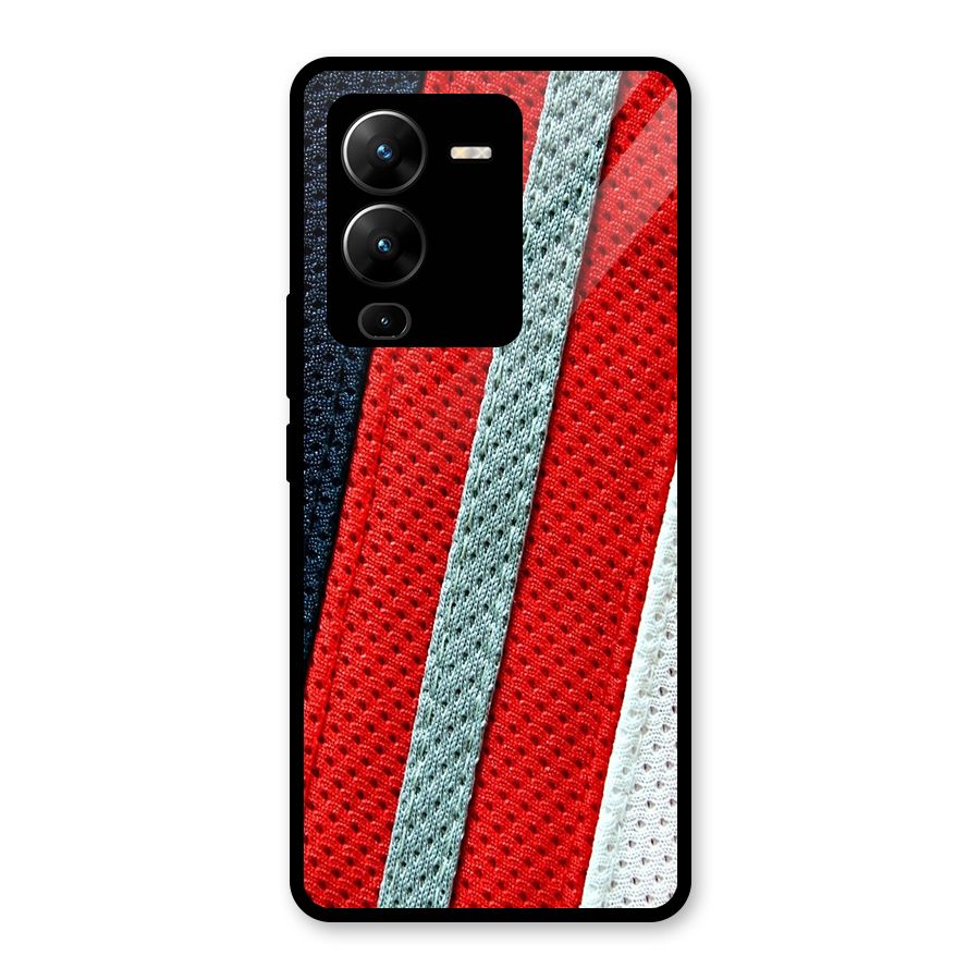 Black Red Grey Stripes Glass Back Case for Vivo V25 Pro