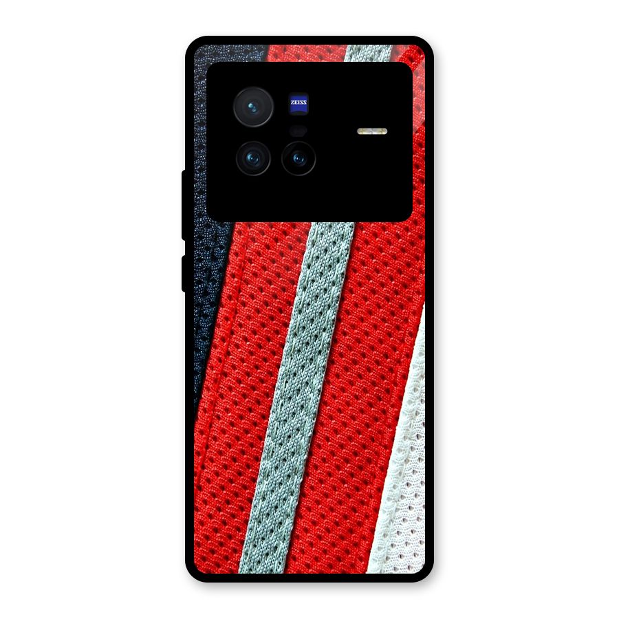 Black Red Grey Stripes Glass Back Case for Vivo X80