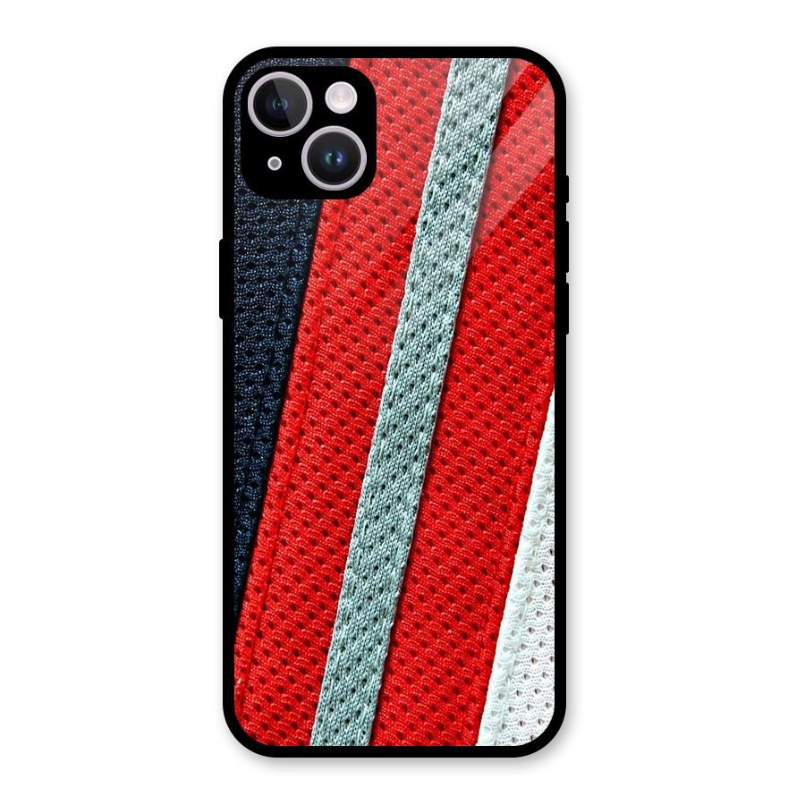 Black Red Grey Stripes Glass Back Case for iPhone 14 Plus