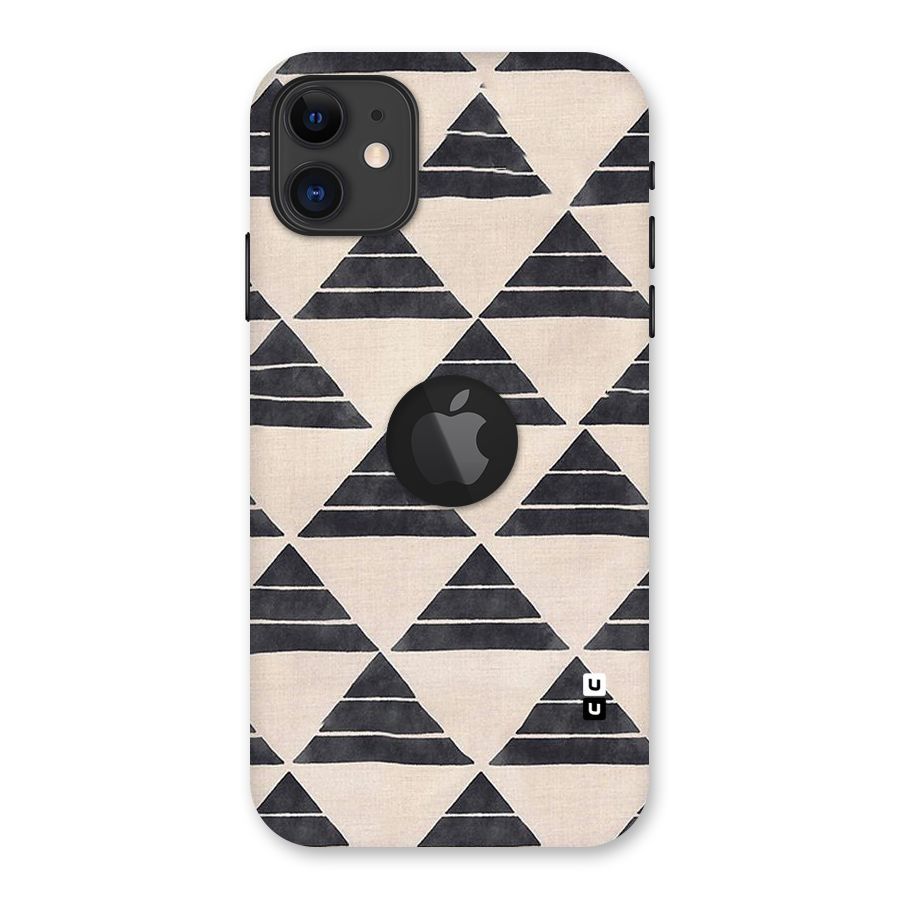 Black Slant Triangles Back Case for iPhone 11 Logo Cut