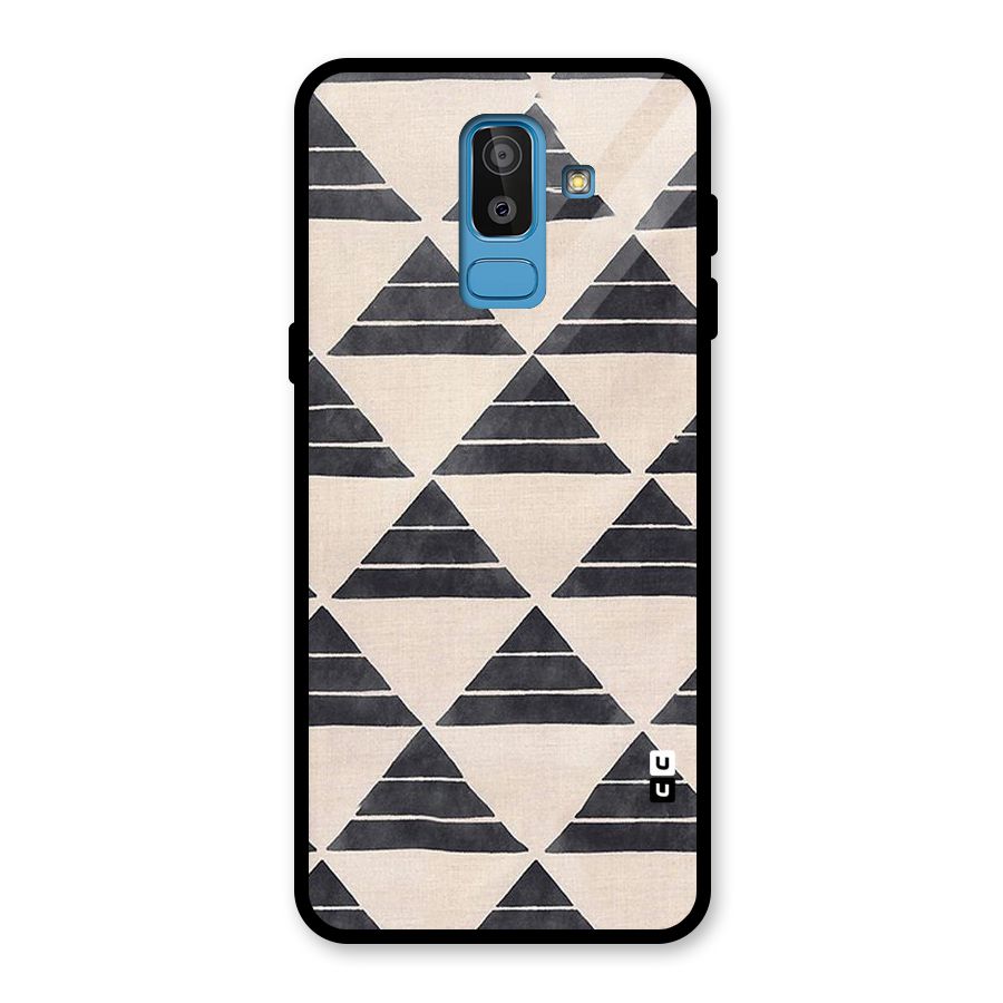Black Slant Triangles Glass Back Case for Galaxy J8