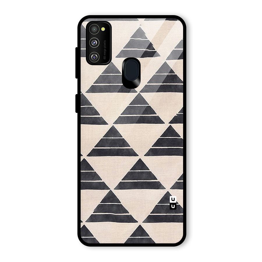 Black Slant Triangles Glass Back Case for Galaxy M30s