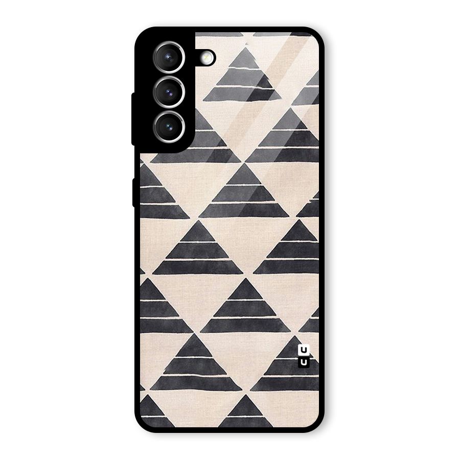 Black Slant Triangles Glass Back Case for Galaxy S21 5G