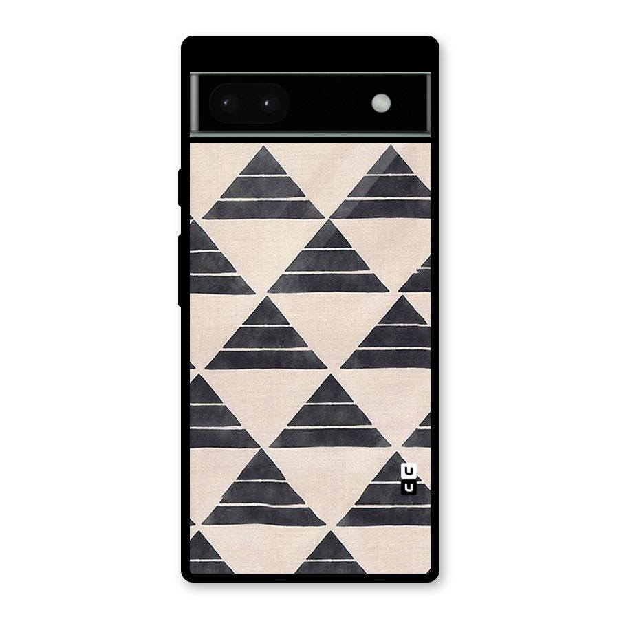 Black Slant Triangles Glass Back Case for Google Pixel 6a