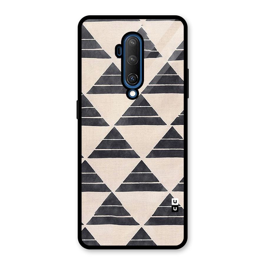Black Slant Triangles Glass Back Case for OnePlus 7T Pro