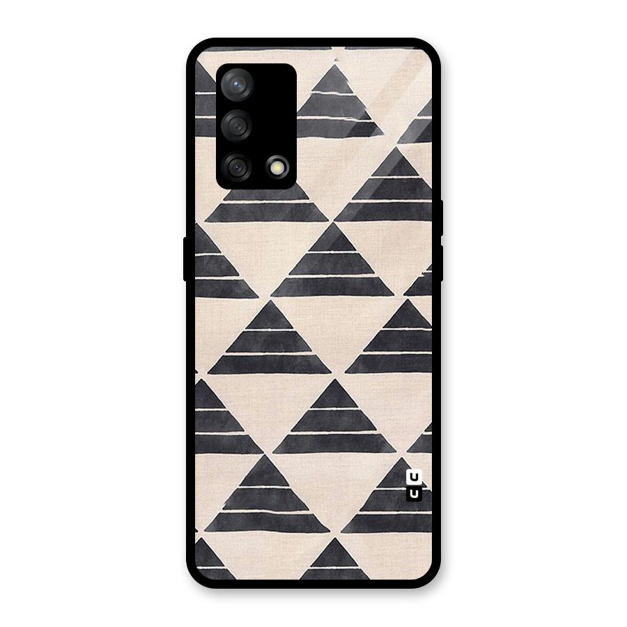 Black Slant Triangles Glass Back Case for Oppo F19