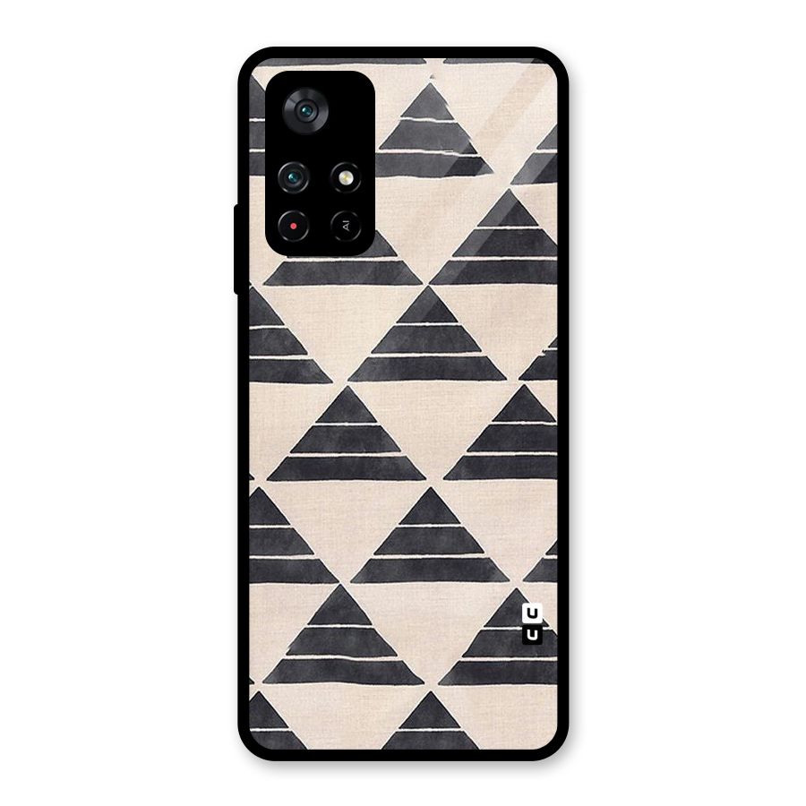 Black Slant Triangles Glass Back Case for Poco M4 Pro 5G