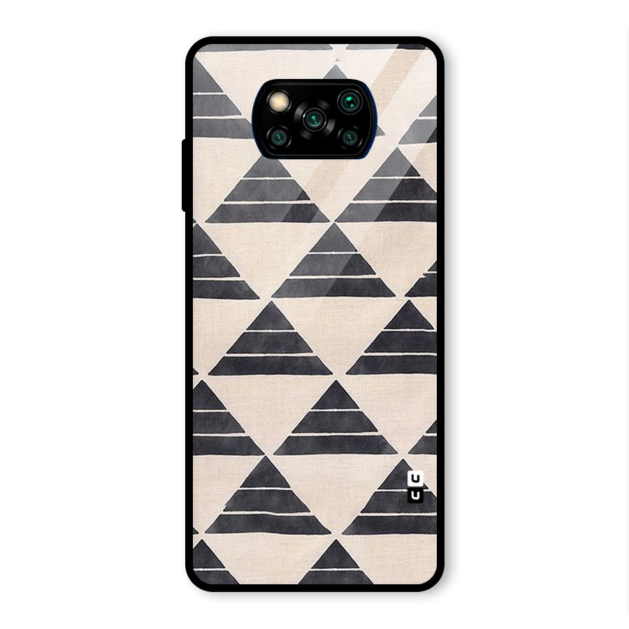 Black Slant Triangles Glass Back Case for Poco X3 Pro