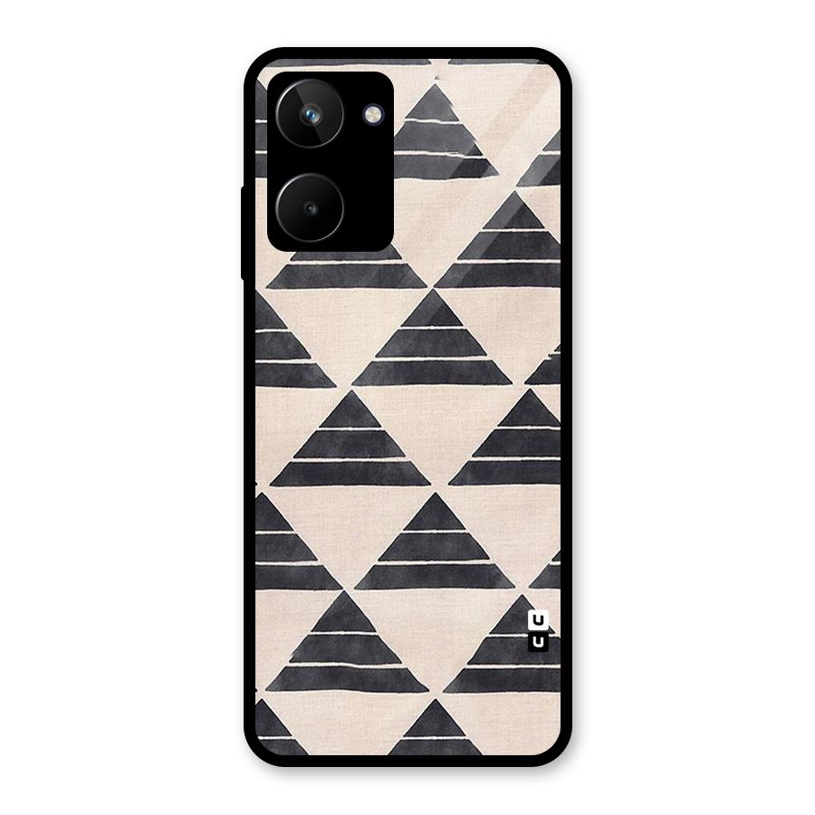 Black Slant Triangles Glass Back Case for Realme 10