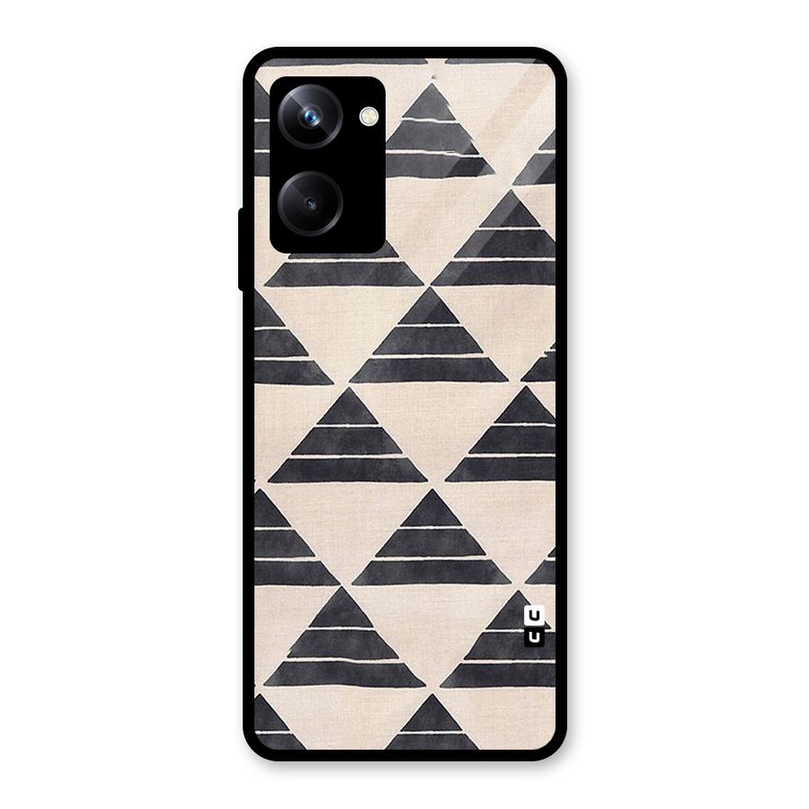 Black Slant Triangles Glass Back Case for Realme 10 Pro