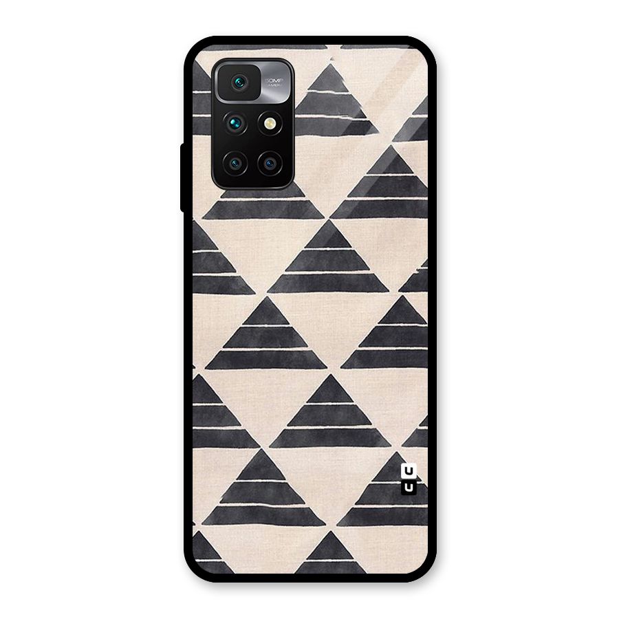 Black Slant Triangles Glass Back Case for Redmi 10 Prime