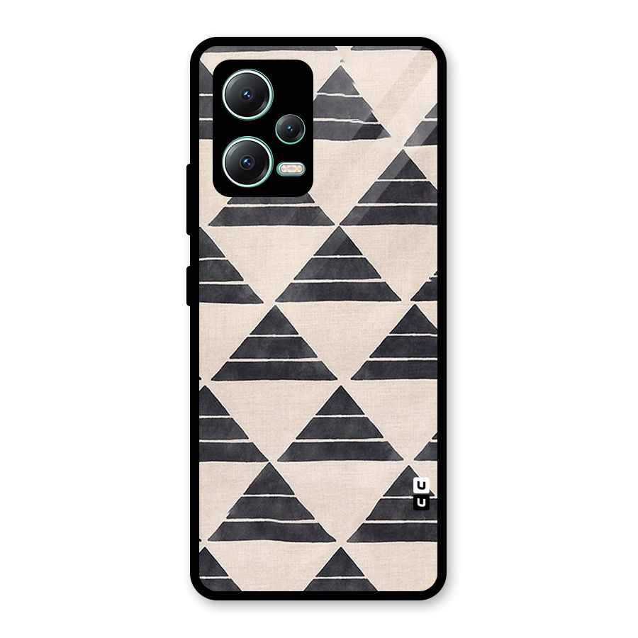 Black Slant Triangles Glass Back Case for Redmi Note 12 5G