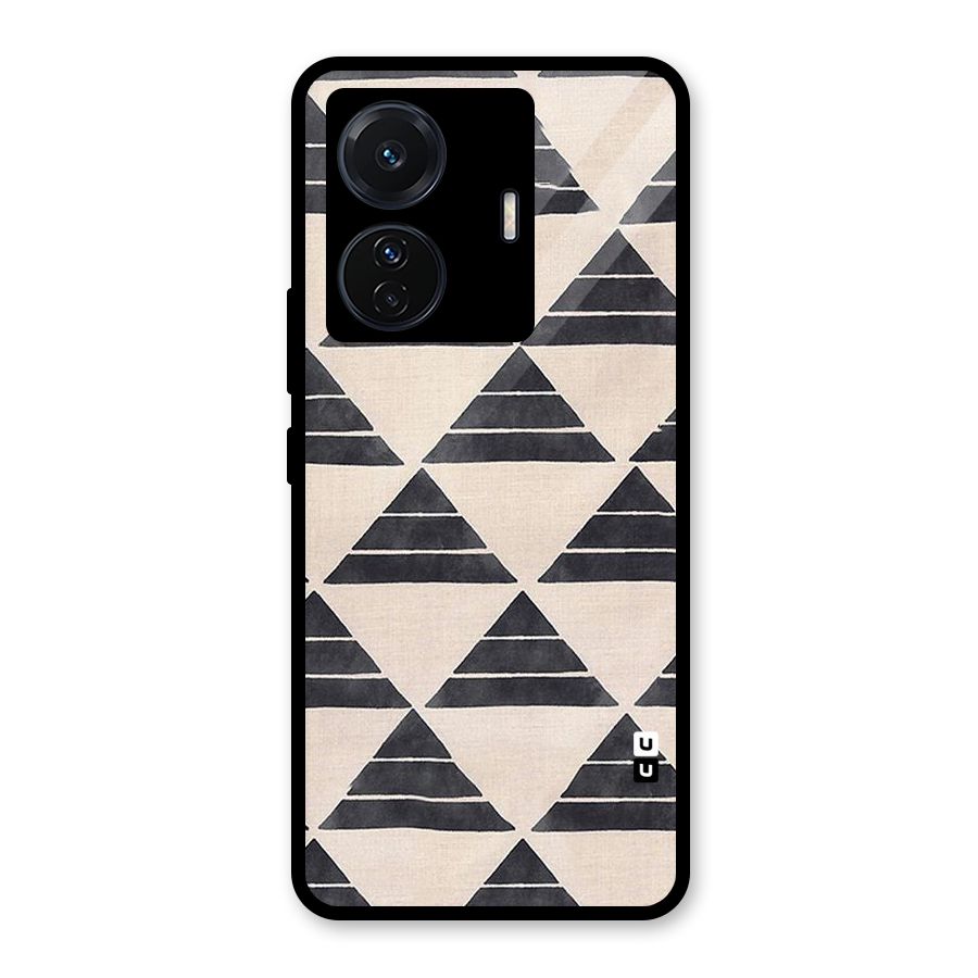 Black Slant Triangles Glass Back Case for Vivo T1 Pro