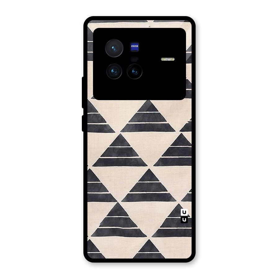 Black Slant Triangles Glass Back Case for Vivo X80