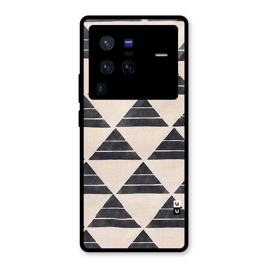 Black Slant Triangles Glass Back Case for Vivo X80 Pro