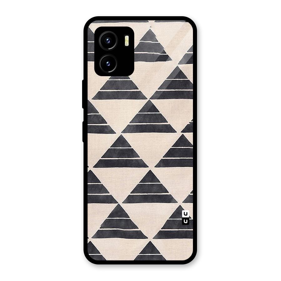 Black Slant Triangles Glass Back Case for Vivo Y15s