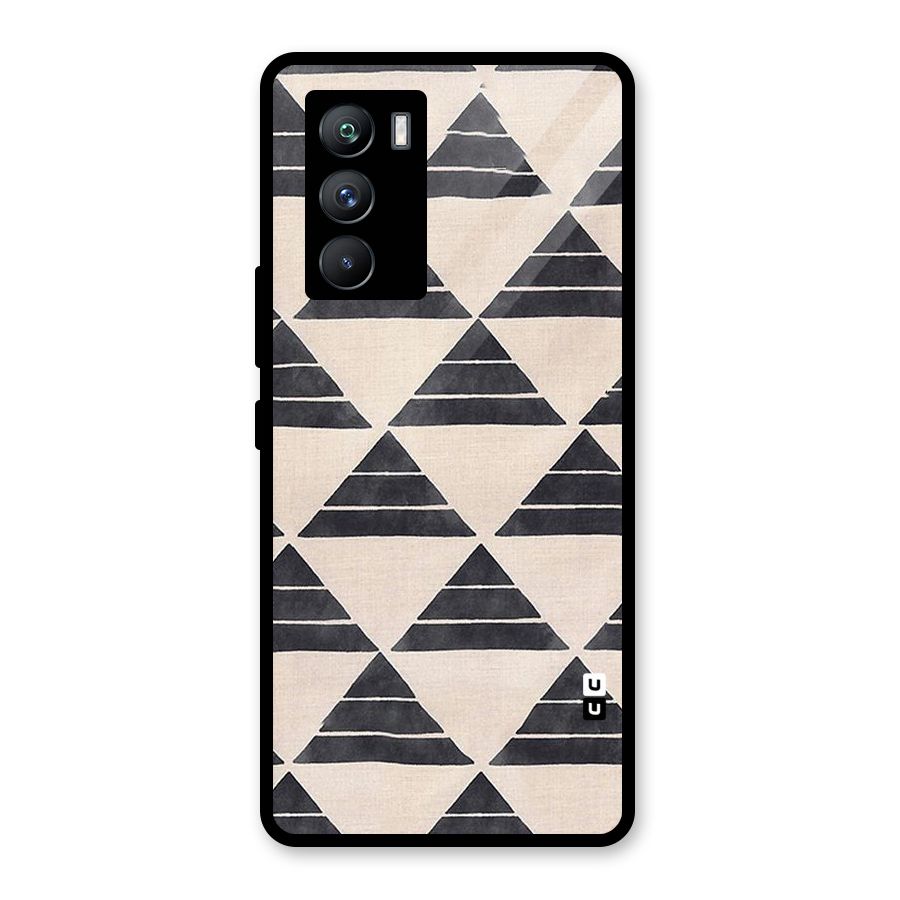 Black Slant Triangles Glass Back Case for Vivo iQOO 9 SE