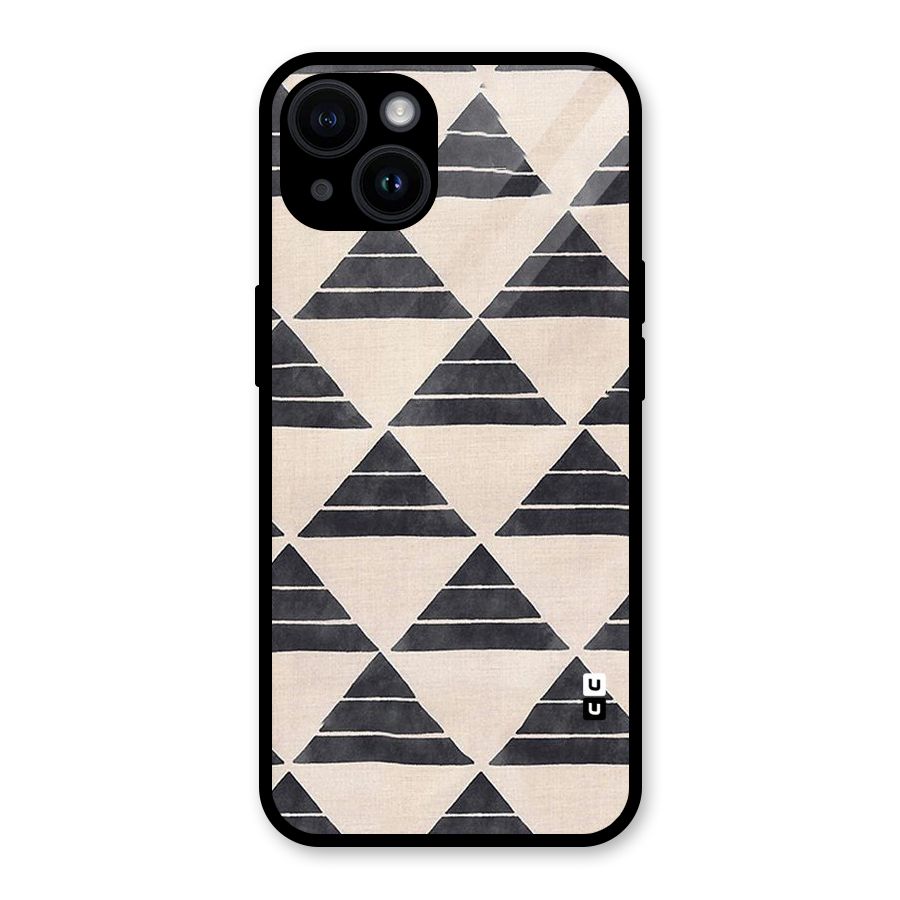 Black Slant Triangles Glass Back Case for iPhone 14