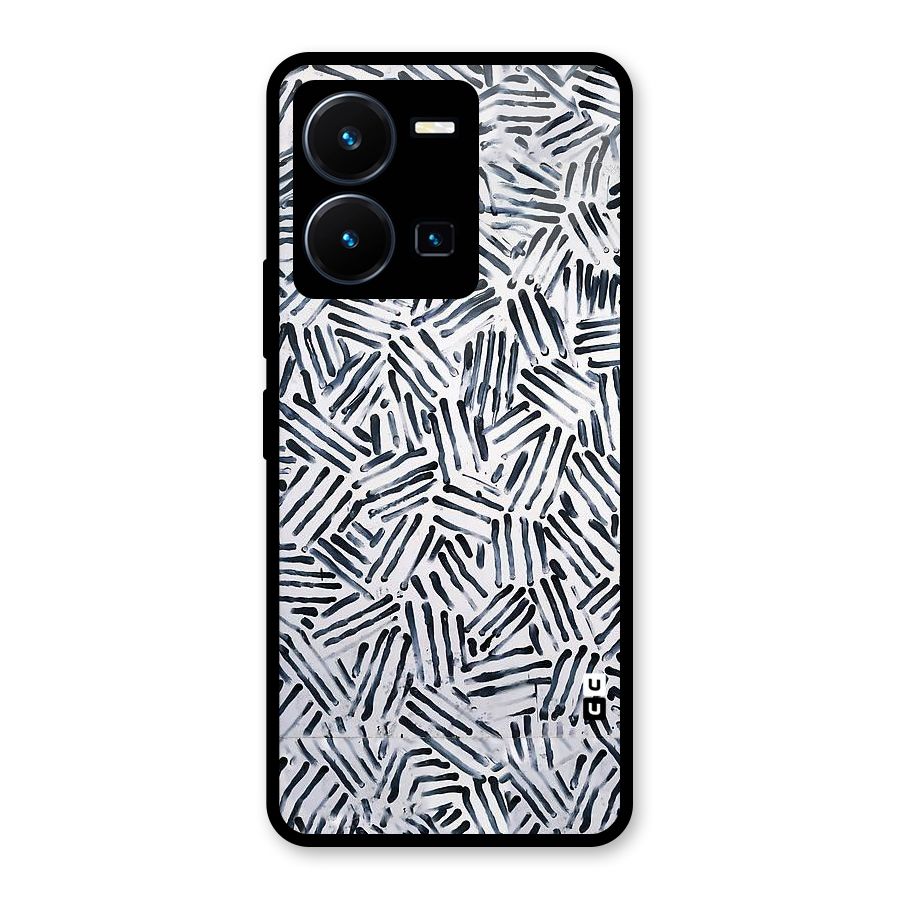 Black Tiny Uneven Glass Back Case for Vivo Y35
