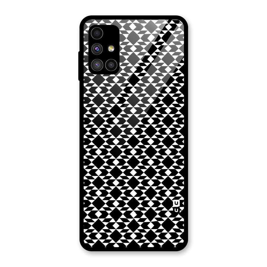 Black White Diamond Abstract Glass Back Case for Galaxy M51
