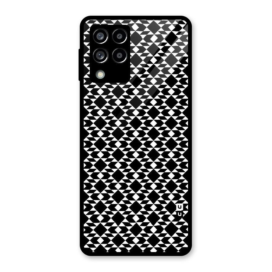 Black White Diamond Abstract Glass Back Case for Galaxy M53 5G
