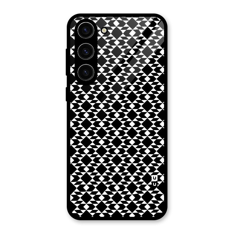 Black White Diamond Abstract Glass Back Case for Galaxy S23 Plus
