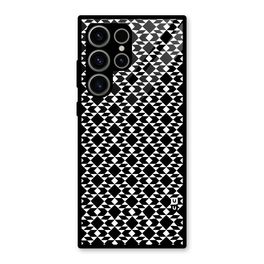 Black White Diamond Abstract Glass Back Case for Galaxy S23 Ultra