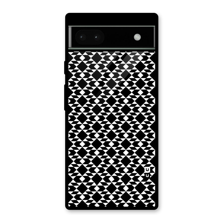 Black White Diamond Abstract Glass Back Case for Google Pixel 6a