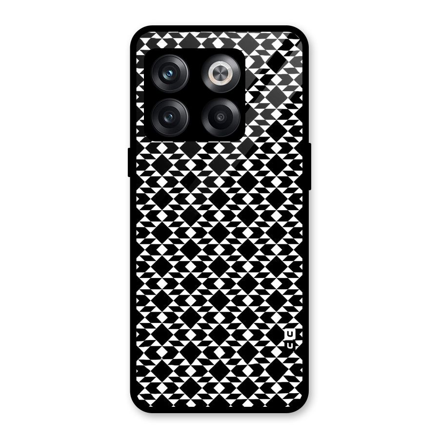 Black White Diamond Abstract Glass Back Case for OnePlus 10T