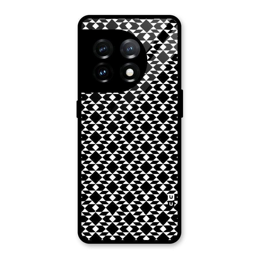 Black White Diamond Abstract Glass Back Case for OnePlus 11