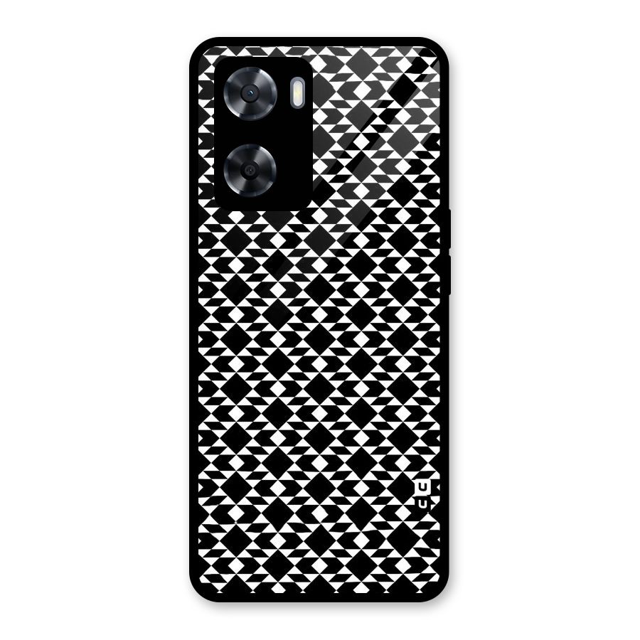 Black White Diamond Abstract Glass Back Case for Oppo A57 2022