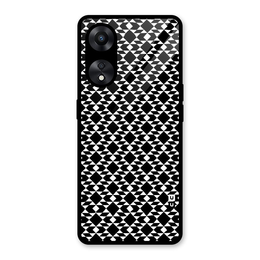 Black White Diamond Abstract Glass Back Case for Oppo A78