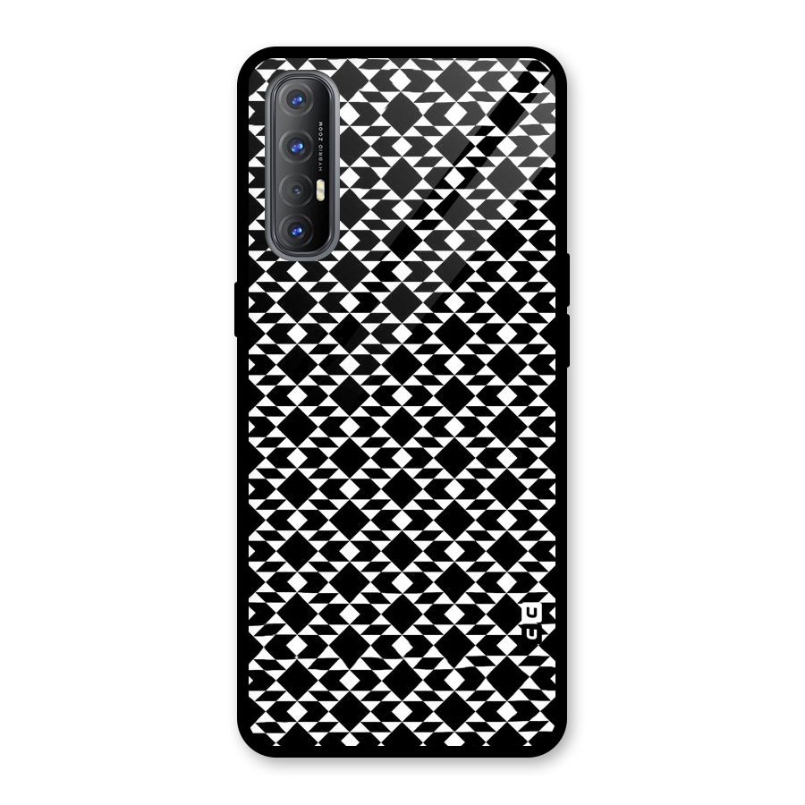 Black White Diamond Abstract Glass Back Case for Oppo Reno3 Pro