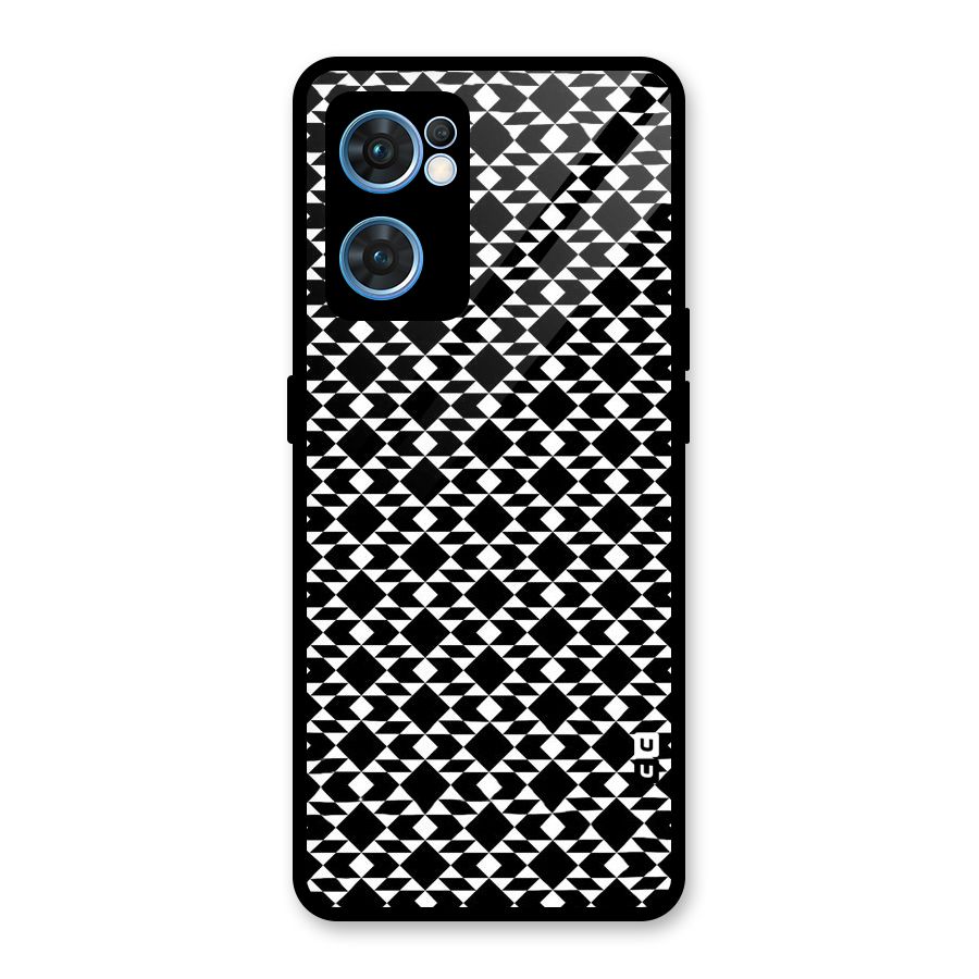 Black White Diamond Abstract Glass Back Case for Oppo Reno7 5G