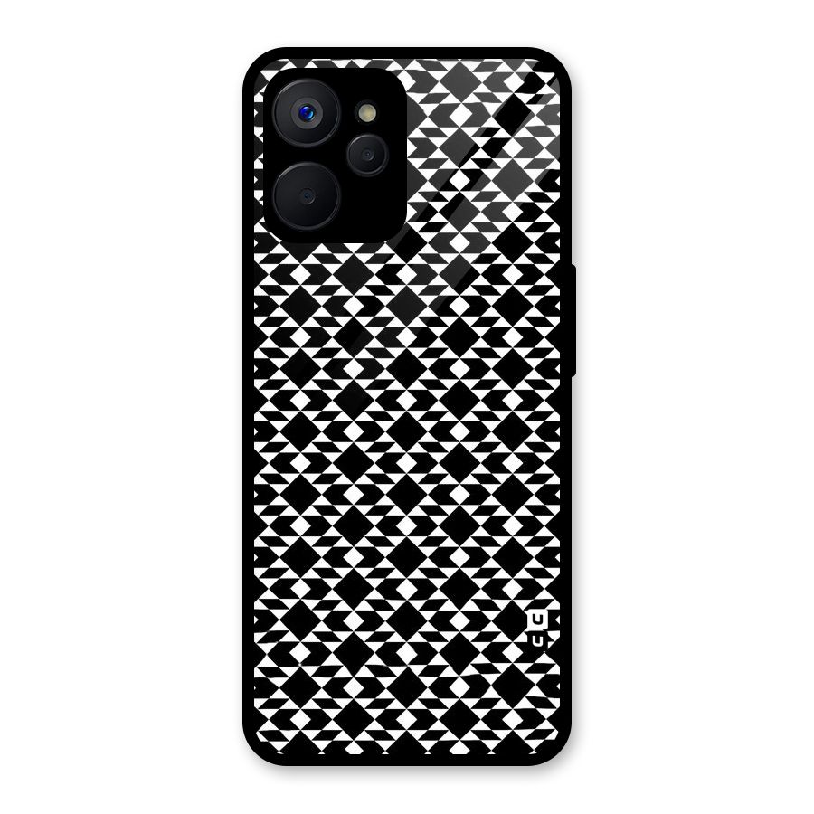 Black White Diamond Abstract Glass Back Case for Realme 9i 5G
